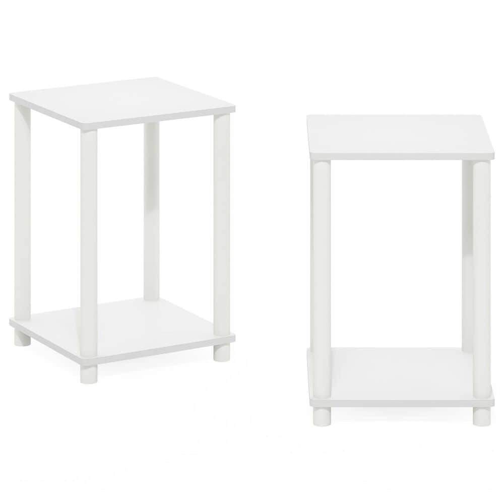 HOMLUX Turn-N-Tube End Table in White (Set of 2), , large