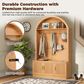 HOMLUX Farmhouse Fabric Arched Top Hall Tree with 5 Metal Hooks and Adjustable Shelves in Natural, , large
