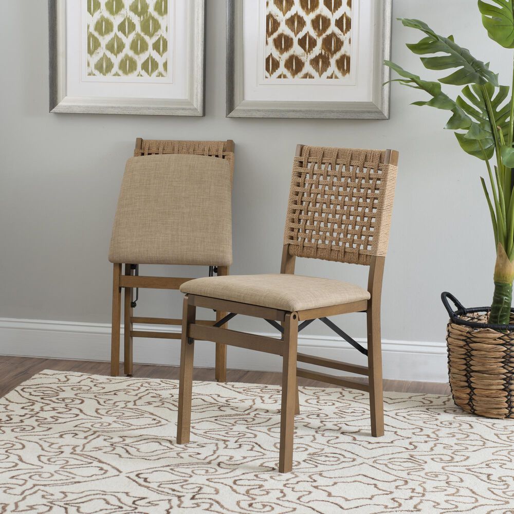 Linon Home Decor Norwich Woven Folding Chair in Natural, , large