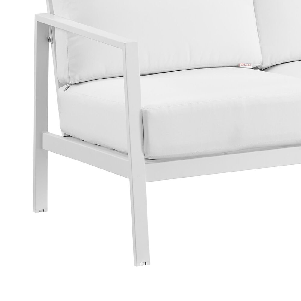 Linon Home Decor Holland Outdoor Sofa with White Cushions in White, , large