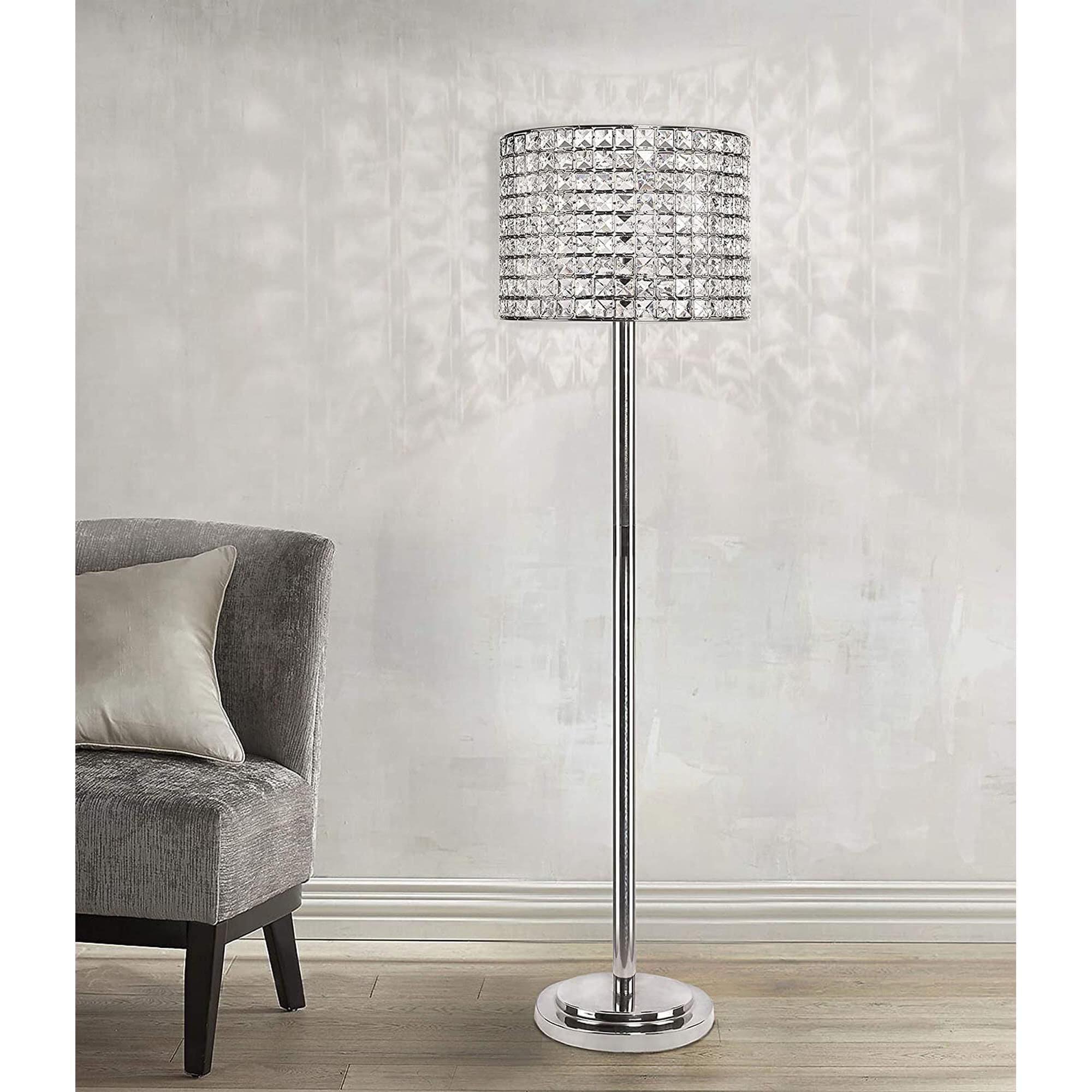 Grandview Gallery Crystal Shade Floor Lamp in Polished Nickel NFM