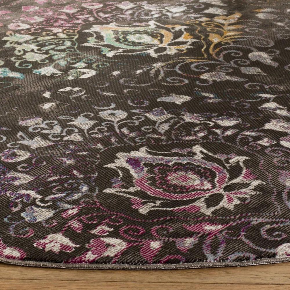 Safavieh Aria 6&#39;6&quot; Round Brown and Multicolor Area Rug, , large