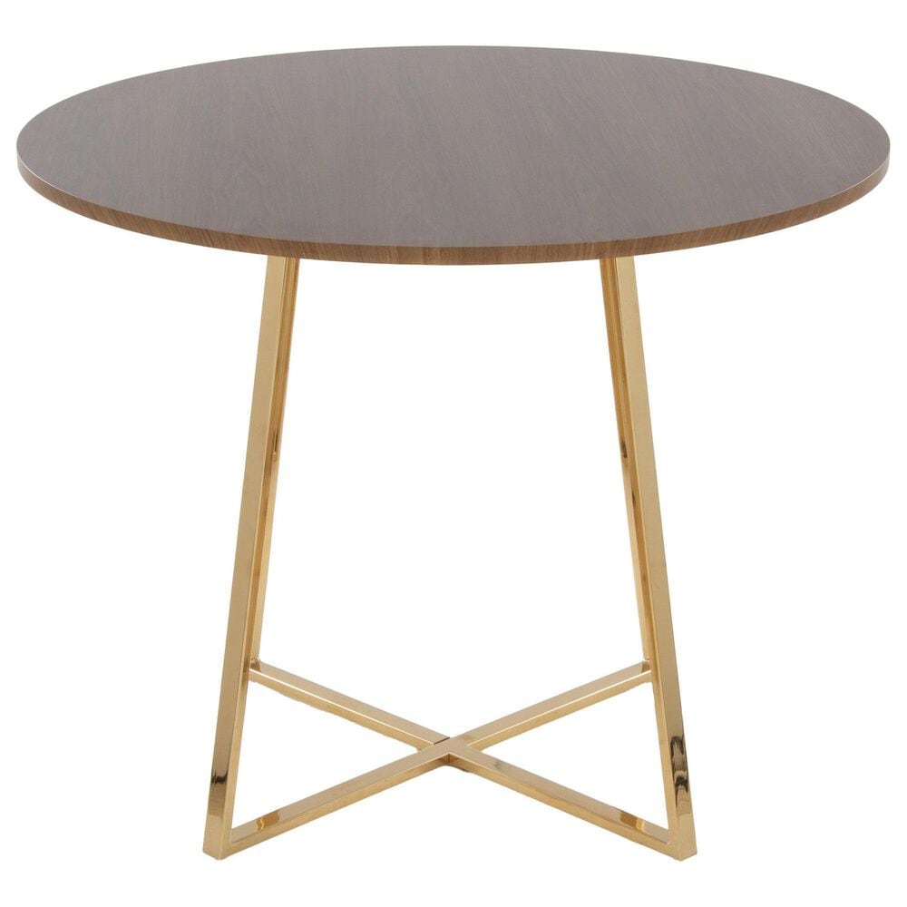 LumiSource Cosmo Contemporary Dining Table in Gold Metal and Walnut Wood by LumiSource, , large