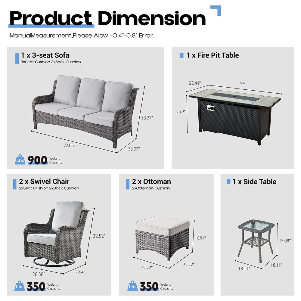 HOMLUX 7-Piece Patio Set in Grey, , large