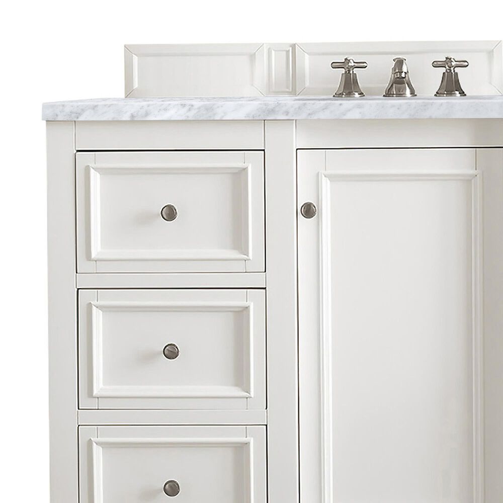 James Martin Vanities De Soto 48&quot; Single Bathroom Vanity in Bright White with 3 cm Carrara White Marble Top and Rectangular Sink, , large