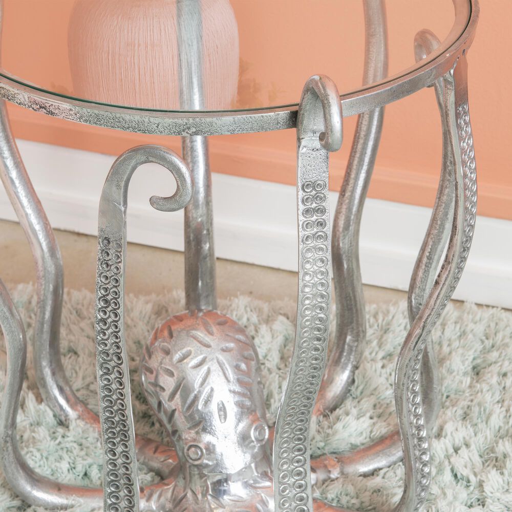 Linon Home Decor Octiana Octopus End Table in Silver, , large