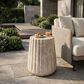 Hearth and Haven Outdoor Carved Side Table with Faux Natural Stone Texture in Gold, , large
