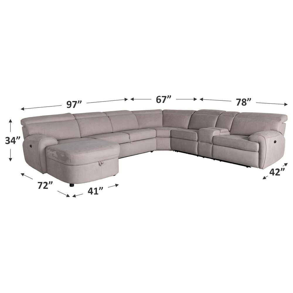 Vogue Home Furnishings 4-Piece Power Left-Facing Reclining Sectional with Chaise in Dove Gray, , large