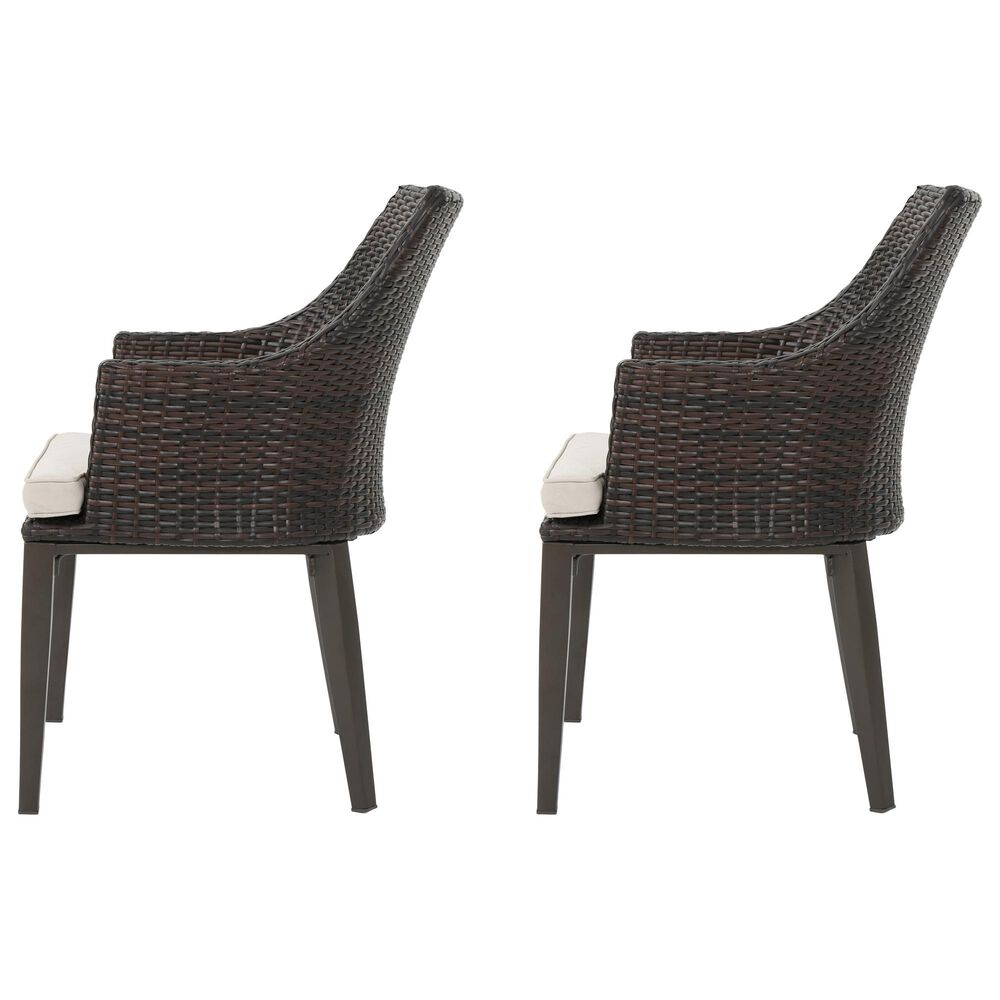 Hearth and Haven Hillhurst Outdoor Rattan Chair with Sloped Arms and Cushion in Brown &#40;Set of 2&#41;, , large