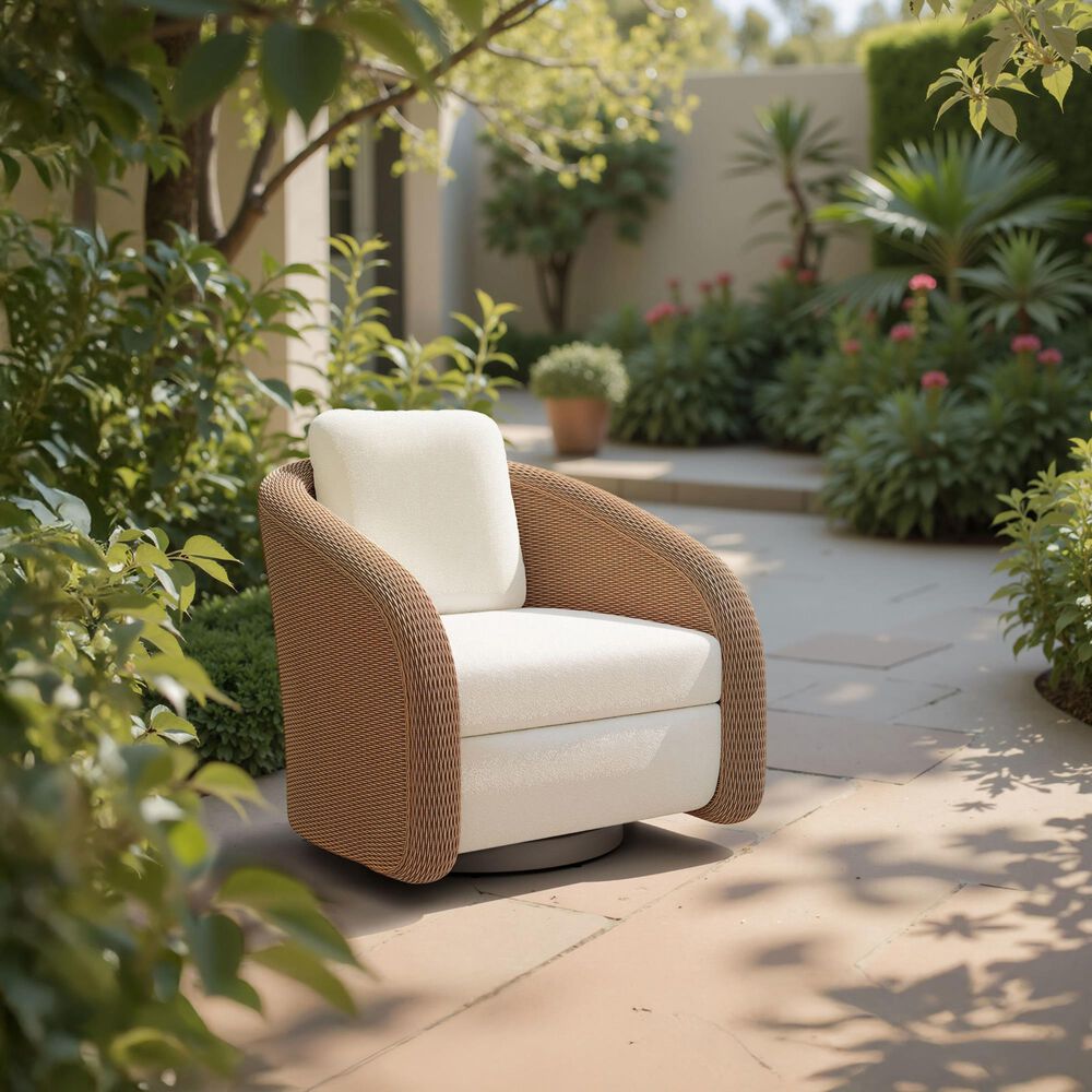 Zuo Modern Solara Outdoor Swivel Chair in Ivory, , large