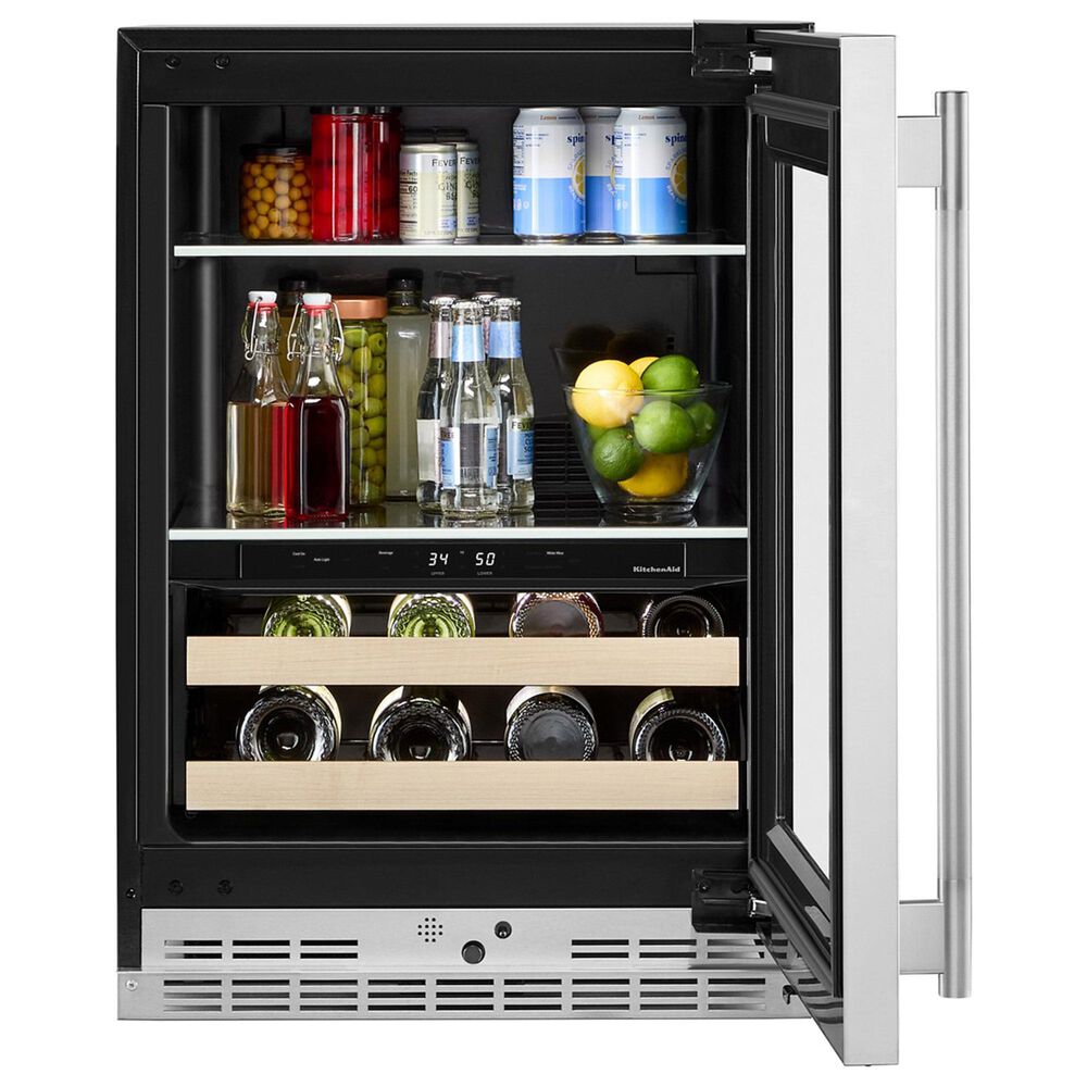 KitchenAid 4.8 Cu. Ft. Right Hinge Beverage Center with Wood Front Racks in PrintShield Stainless Steel, , large