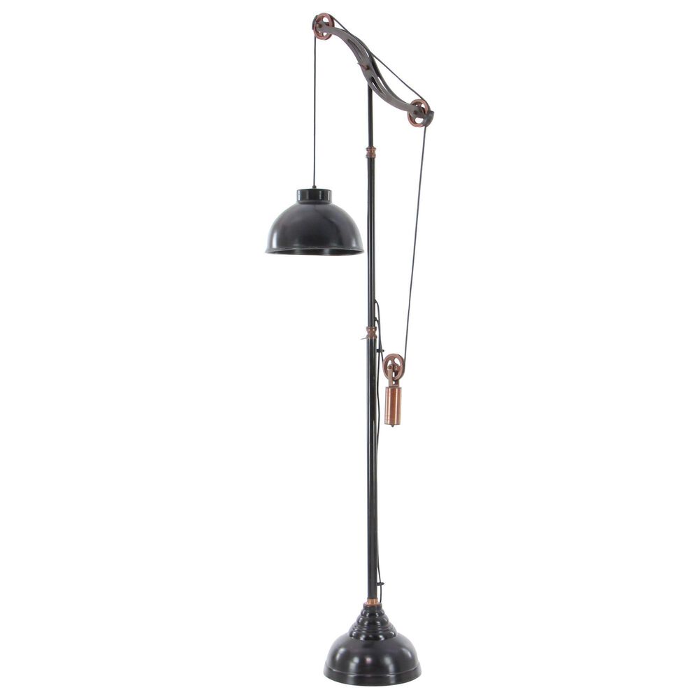 Maple and Jade Industrial Floor Lamp in Black and Copper, , large