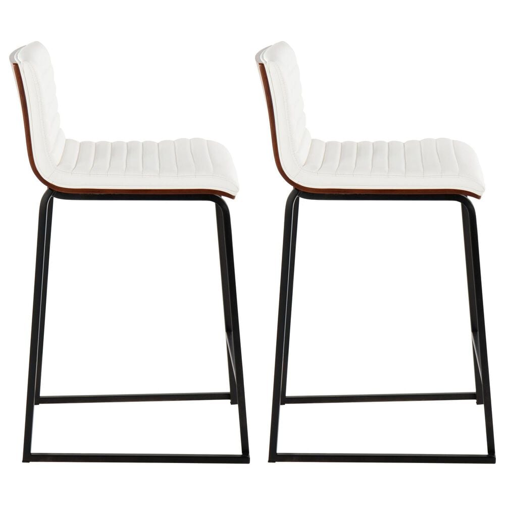 Lumisource Mason Mara Barstool with White Cushion in Gold and Walnut &#40;Set of 2&#41;, , large