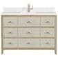 James Martin Vanities Celeste 48" Single Vanity in Sun-washed Oak with Embossed Shagreen and with Single Hole 3 cm White Zeus Quartz Top & Backsplash, , large