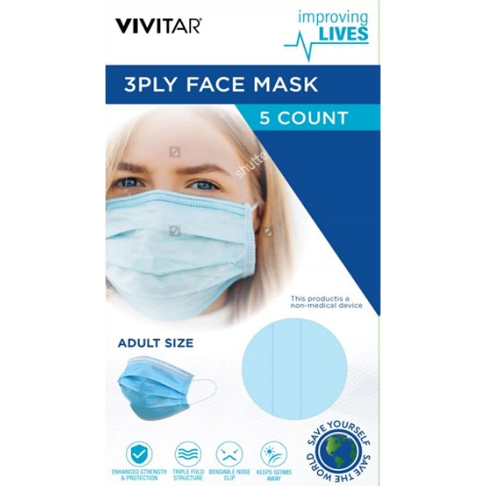 Vivitar 3-Ply Disposable Face Mask (5-Pack) , , large