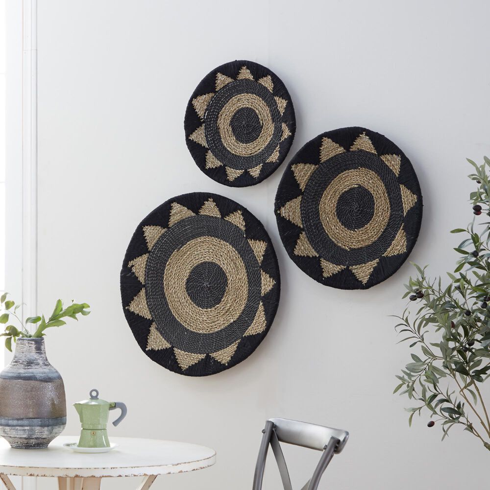 Maple and Jade 24&quot; x 24&quot; Bohemian Abstract Wall Decor in Black &#40;Set of 3&#41;, , large