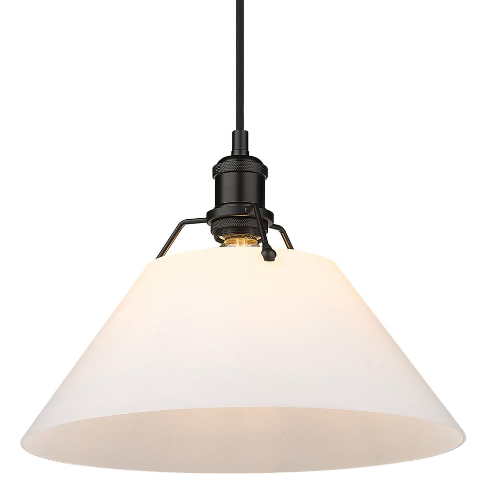 Golden Lighting Orwell 1-Light Large Pendant with Opal Glass Shade in Matte Black, , large