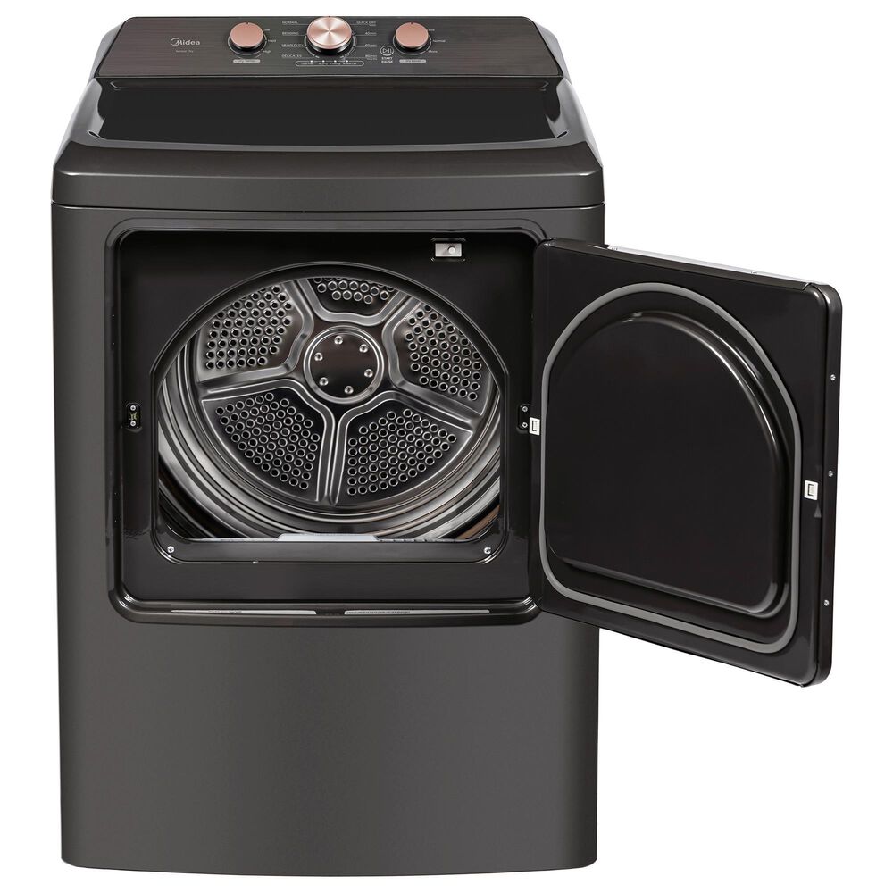 Midea 4.1 Cu. Ft. Top Load Washer and 7 Cu. Ft. Electric Dryer Laundry Pair in Metallic Grey, , large