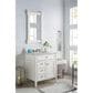 James Martin Vanities Brittany 30" Single Bathroom Vanity in Bright White with 3 cm Carrara White Marble Top and Rectangle Sink, , large