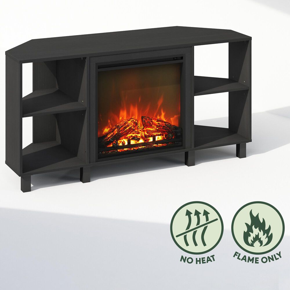 HOMLUX 47" Conner TV Stand with No Heat Electric Fireplace and 4 Open Shelves in Americano, , large