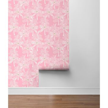 NextWall Palm Beach 216" x 20.5" Peel and Stick Wallpaper in Flamingo, , large