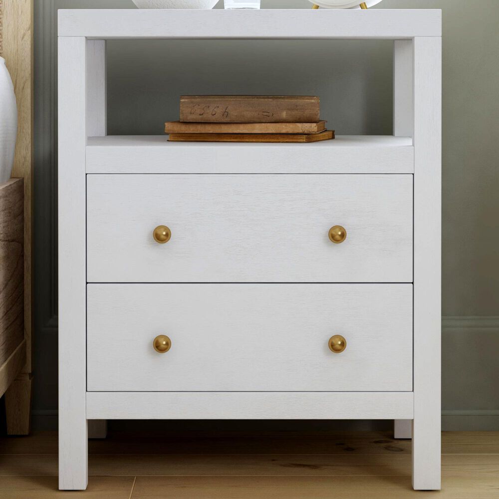 Butler Specialty Company Nora 2 Drawer Nightstand with Open Shelf in Textured White, , large
