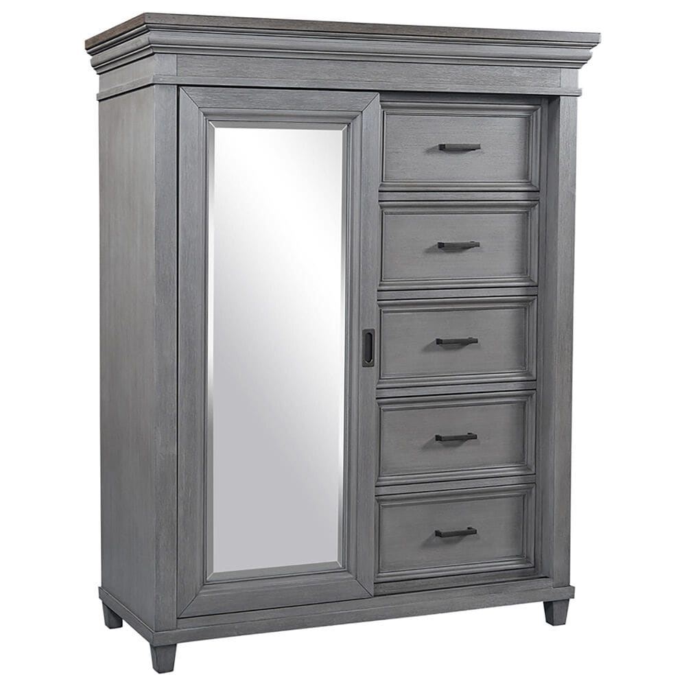 Riva Ridge Caraway 5-Drawer Sliding Door Chest in Aged Slate, , large