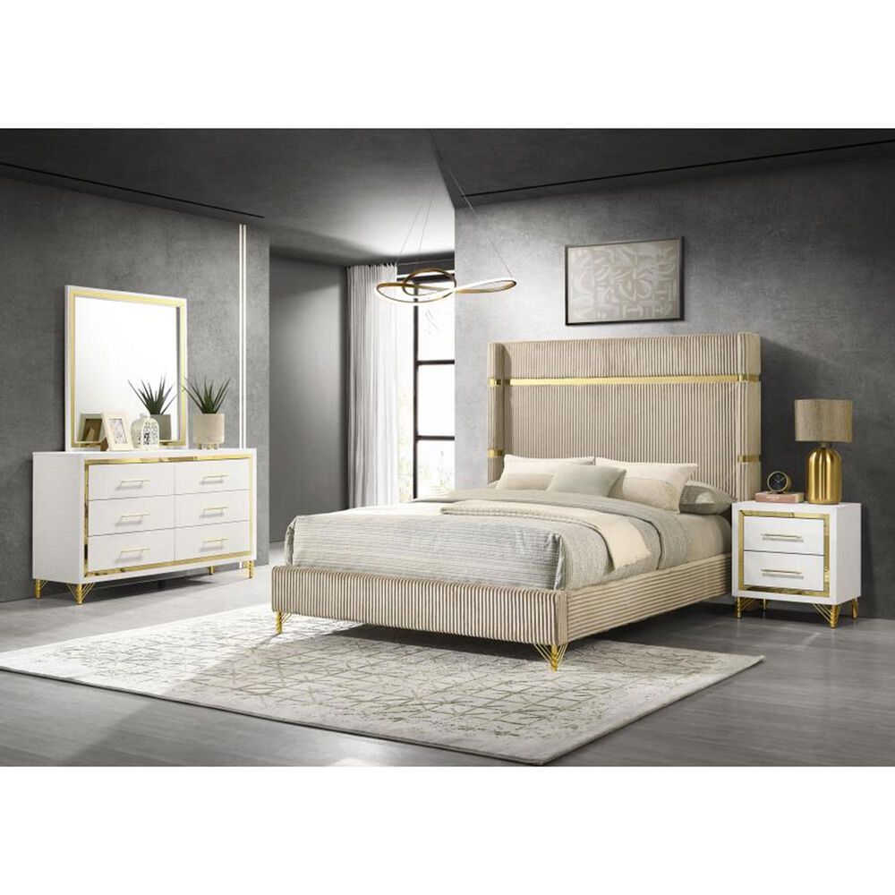 Pacific Landing Lucia 4-Piece Queen Bedroom Set in Beige, , large