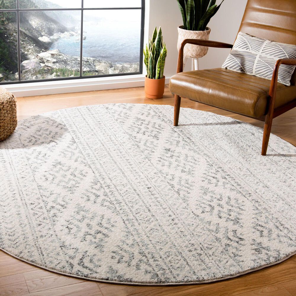 Safavieh Tulum TUL272A 3&#39; Round Ivory and Grey Area Rug, , large