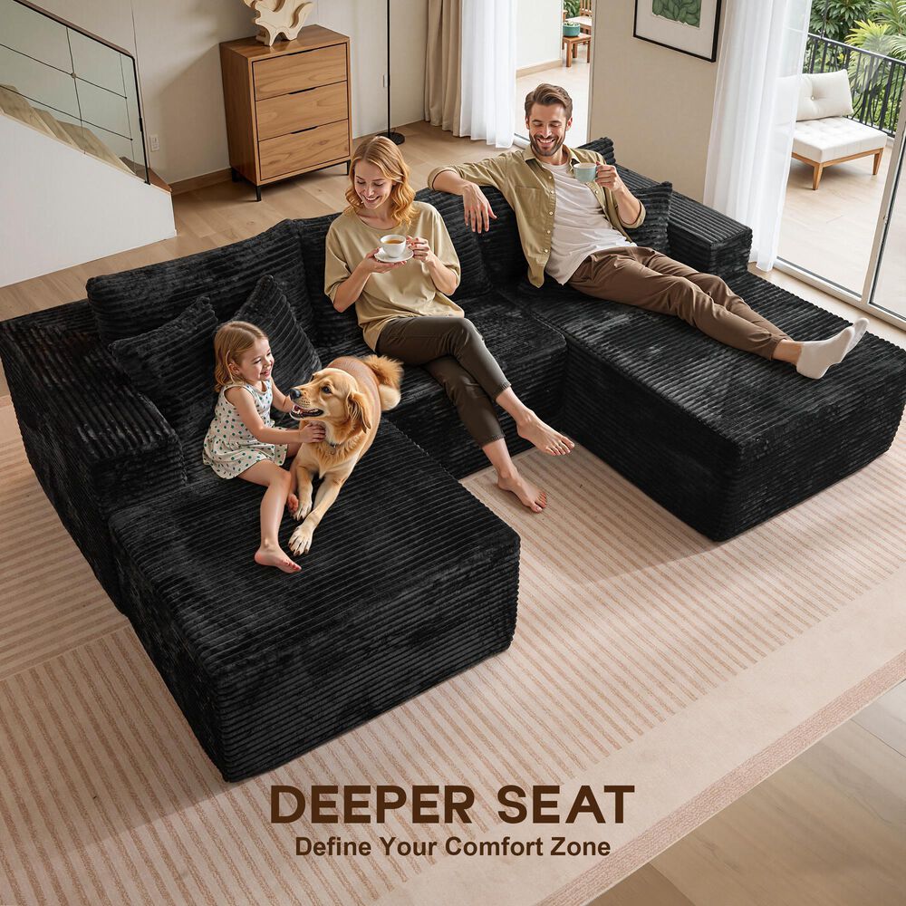 HOMLUX 108" Modular Sofa Set in Black, , large