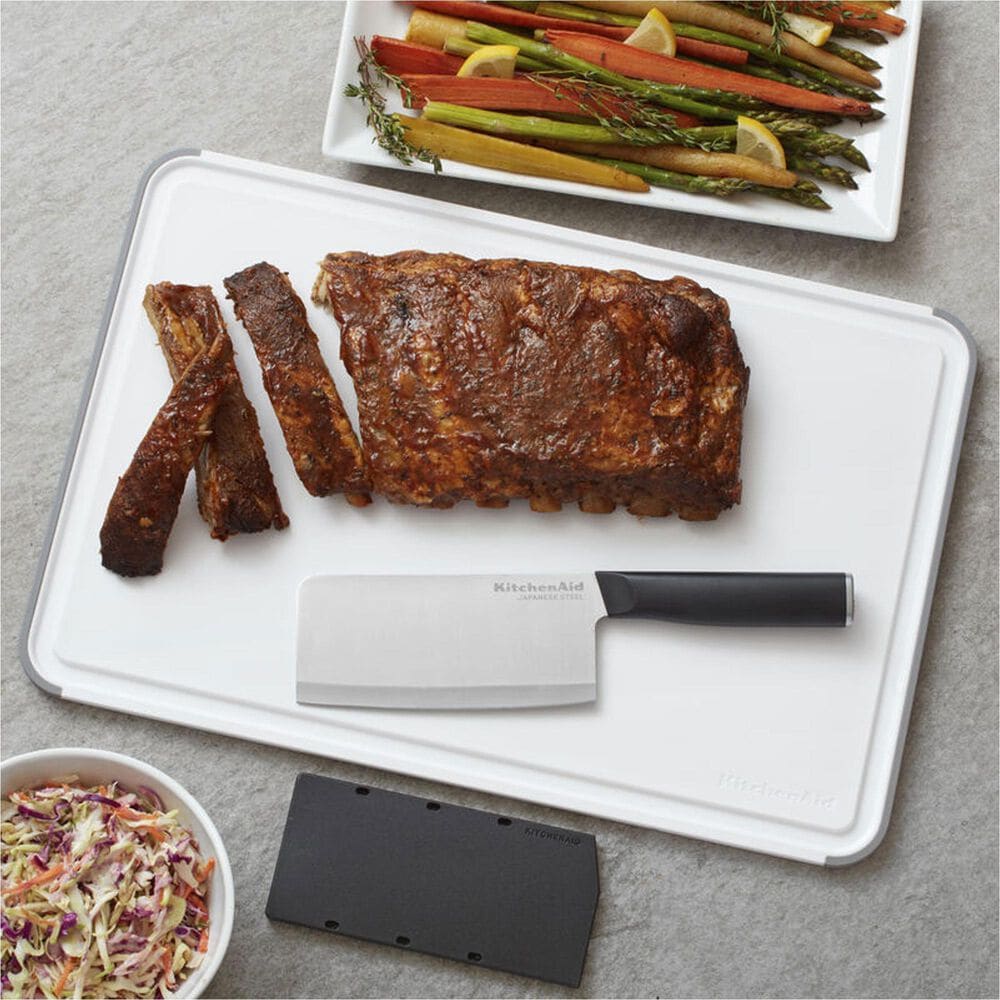 KitchenAid Classic 12" x 18" Cutting Board in White and Matte Gray, , large