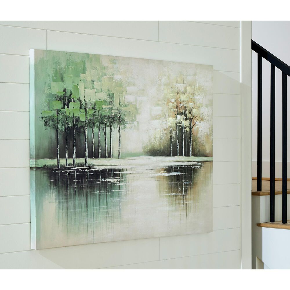 Ashley Garlenridge 48" x 36" Wall Art in Green, Tan and White, , large