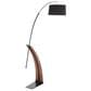 LumiSource Robyn Mid-Century Modern Floor Lamp in Walnut Wood and Black Linen Shade by LumiSource, , large