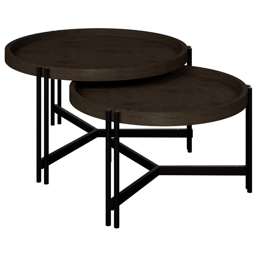 Golden Wave Furniture Huron Nesting Cocktail Table in in Dark Brown and Black, , large