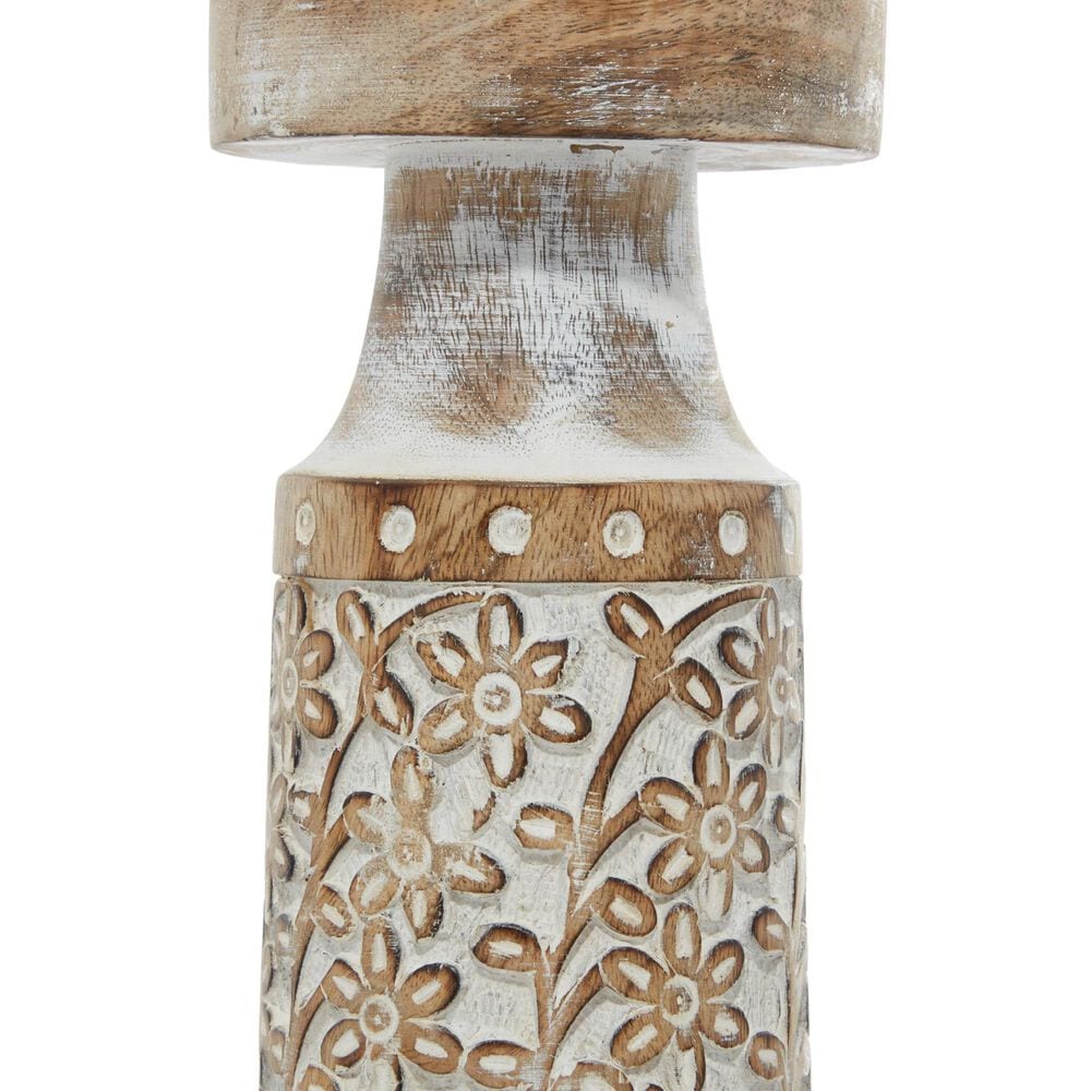 Maple and Jade Handmade Candle Holder in Golden Brown and Whitewashed &#40;Set of 3&#41;, , large