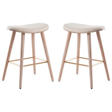 Lumisource Saddle 26" Counter Stool in Cream/White Washed/Gold (Set of 2), , large