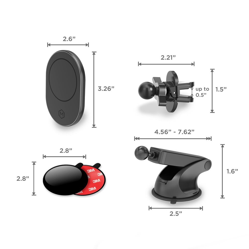 The Mighty Mount MagSafe Magnetic Combo with Vent and Dash Base in Matte Black, , large