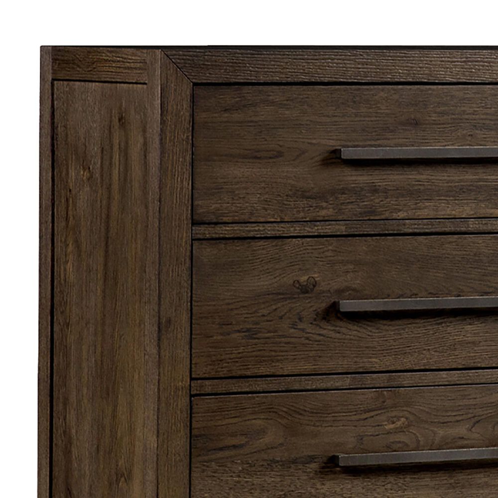 Hawthorne Furniture Norwich Queen Platform Panel Bed with Dresser and Nightstand in Dark Rustic Oak, , large