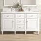 James Martin Vanities Lorelai 60" Double Vanity in Bright White with Single Hole and 3 cm White Zeus Quartz Top & Backsplash, , large