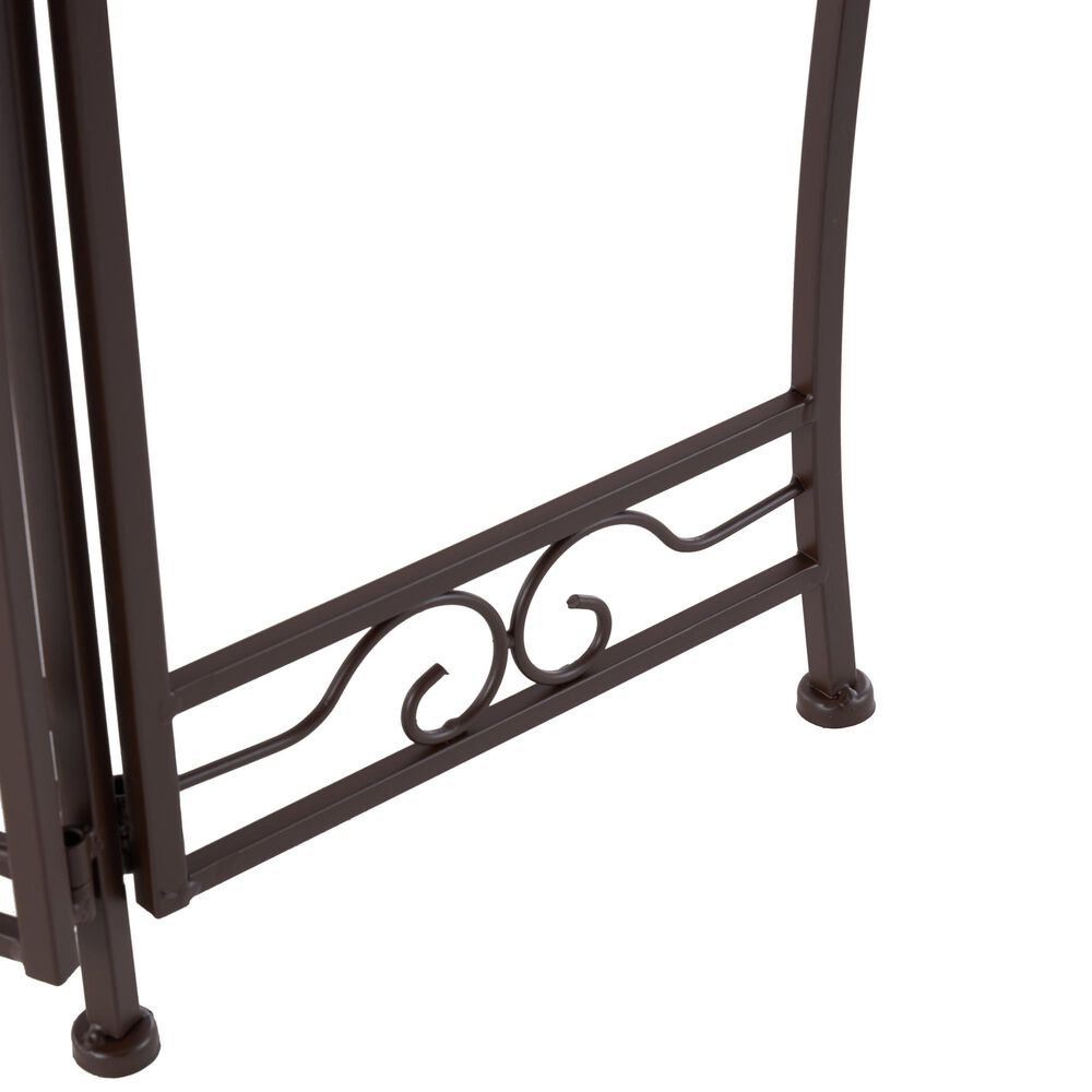 Maple and Jade 3-Tier Indoor/Outdoor Plant Stand with Scroll Details in Brown, , large