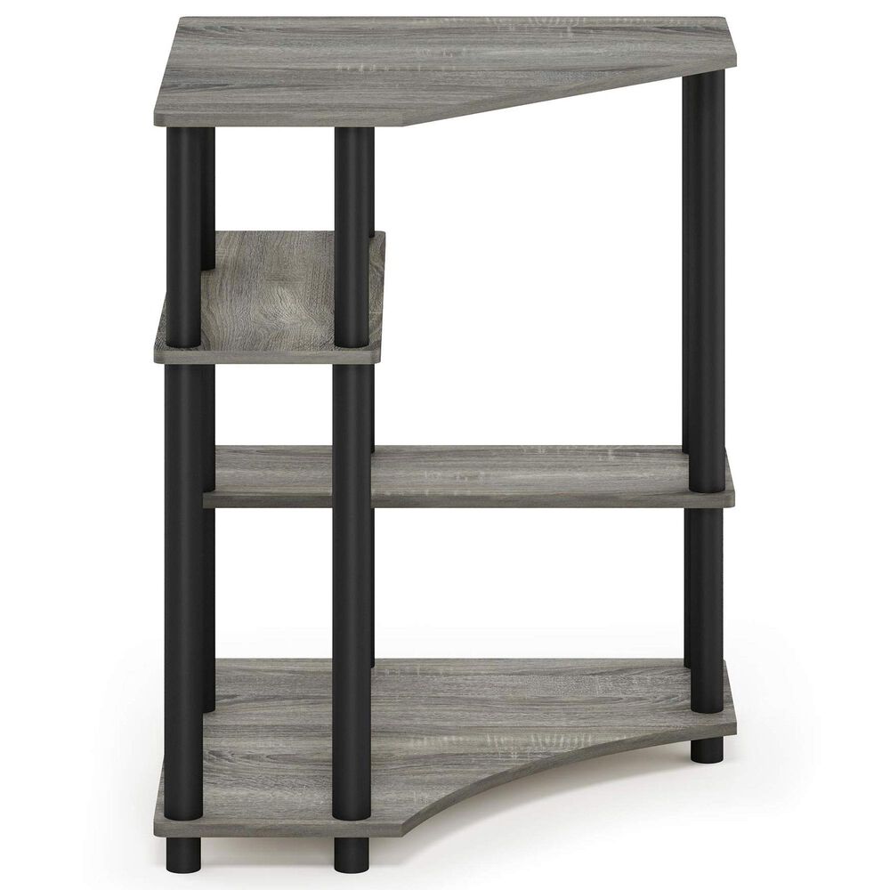 HOMLUX Multipurpose Corner Desk with Storage Shelves in French Oak Grey and Black, , large