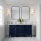 James Martin Vanities Brittany 60" Double Bathroom Vanity in Victory Blue with Single Hole 3 cm White Zeus Quartz Top and Rectangular Sinks, , large