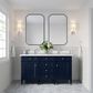 James Martin Vanities Brittany 60" Double Bathroom Vanity in Victory Blue with Single Hole 3 cm White Zeus Quartz Top and Rectangular Sinks, , large