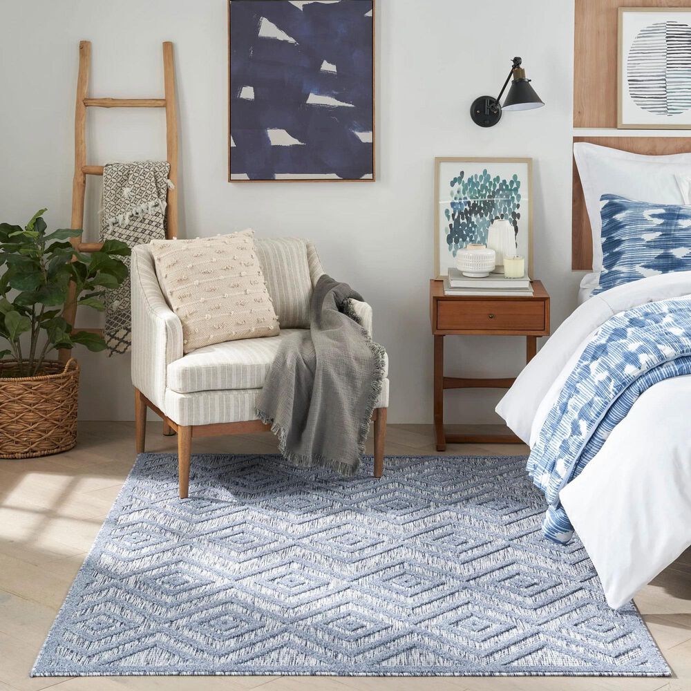 Nourison Versatile 4&#39; x 6&#39; Denim Blue Indoor/Outdoor Area Rug, , large