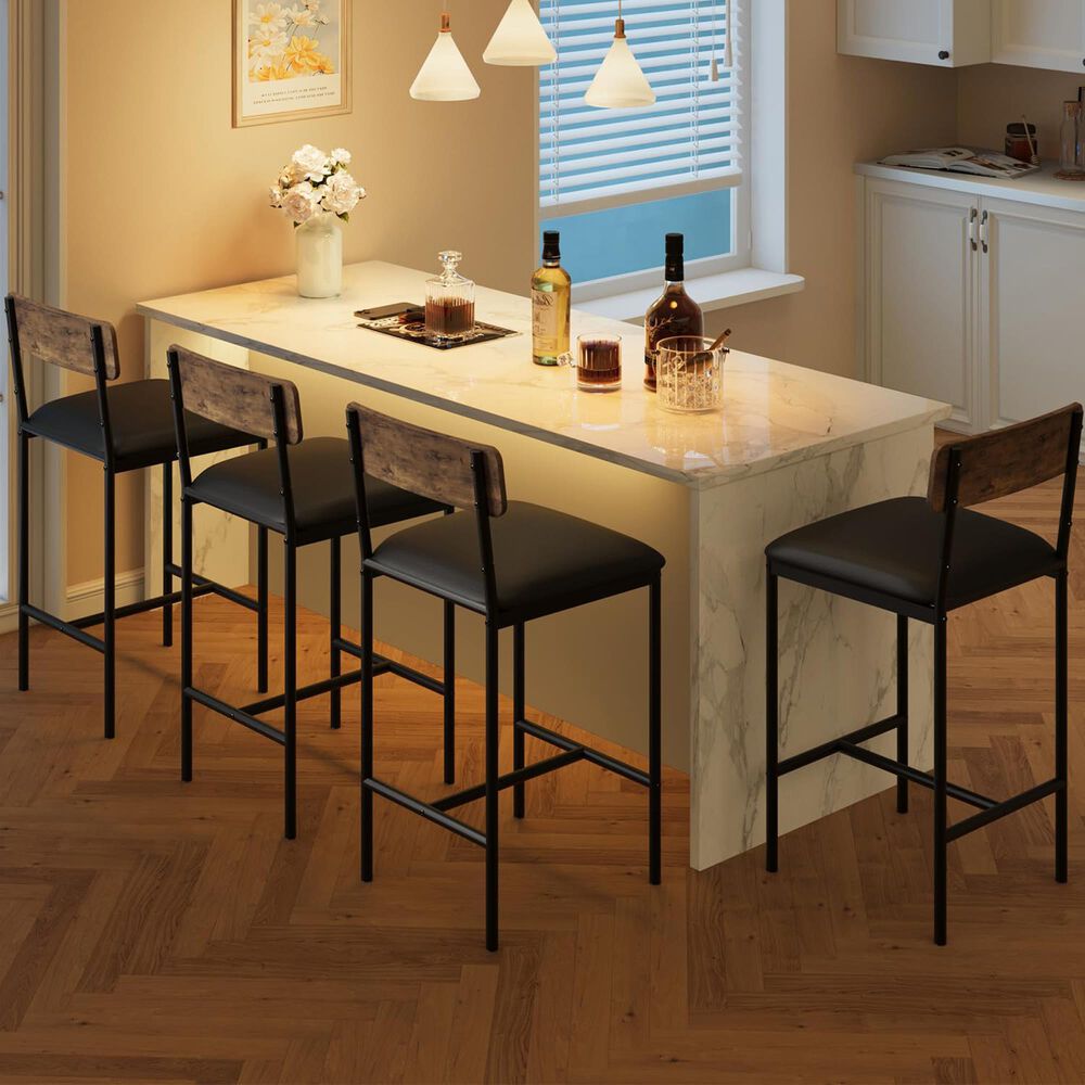 GARVEE 25.5" Bar Stool in Rustic Brown (Set of 4), , large