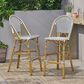 Hearth and Haven Outdoor Wicker French Barstool with Brown Aluminum Frame in White (Set of 2), , large