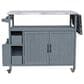 HOMLUX Farmhouse Rolling Outdoor Kitchen Cart with Stainless Steel Top in Blue Gray, , large