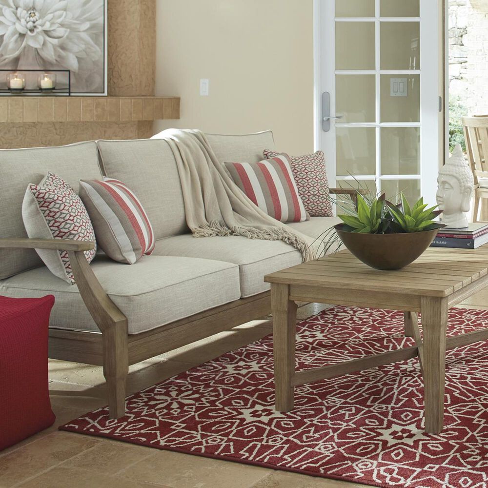 Ashley Clare View Sofa with Beige Cushion in Antique Teak, , large