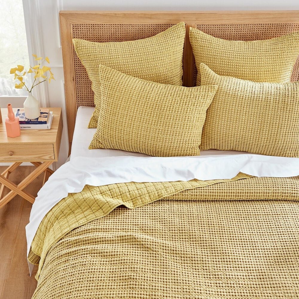 Levtex Mills Waffle 3-Piece King Quilt Set in Ochre, , large