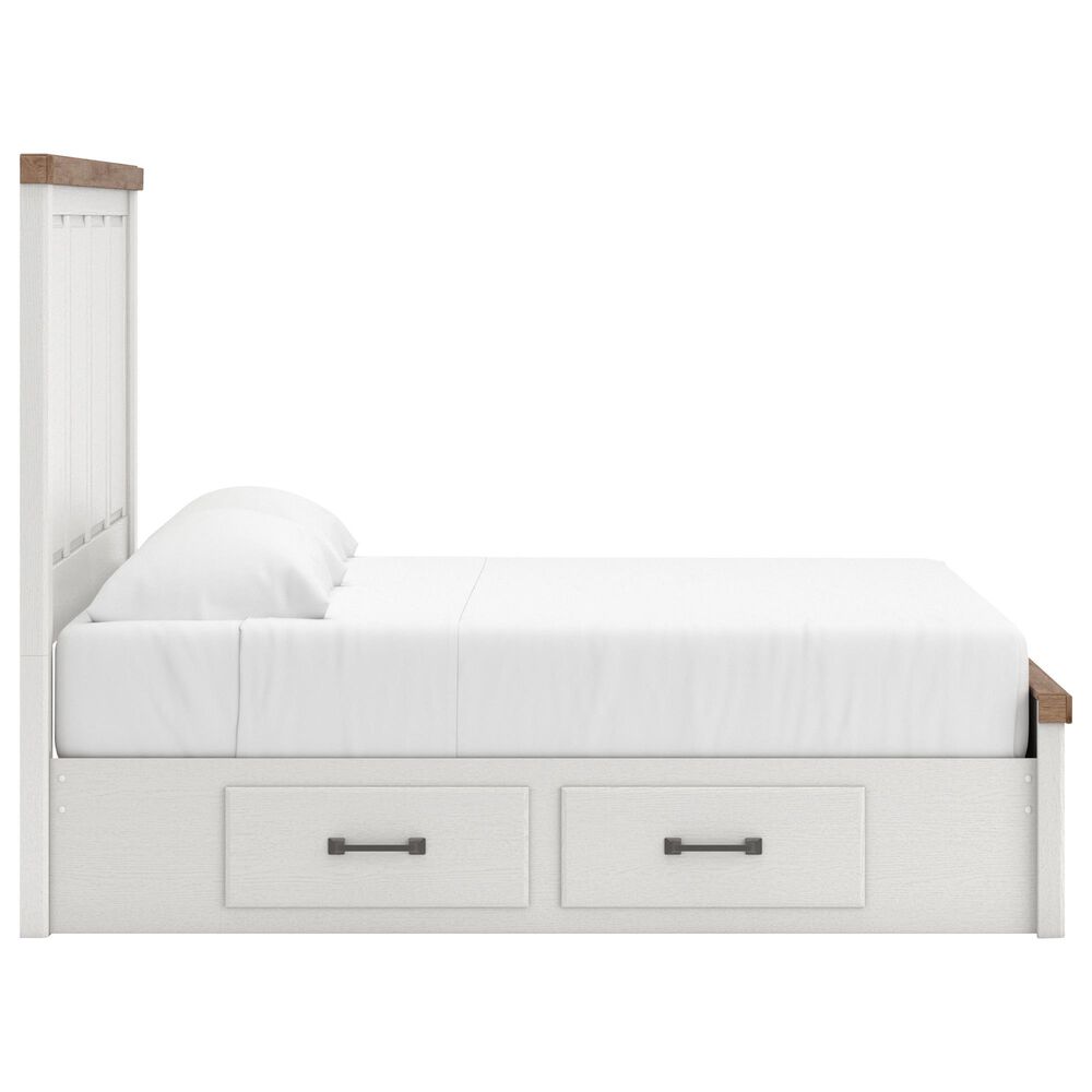 Ashley Savonport King Storage Bed with Dresser and Nightstand in White and Brown, , large
